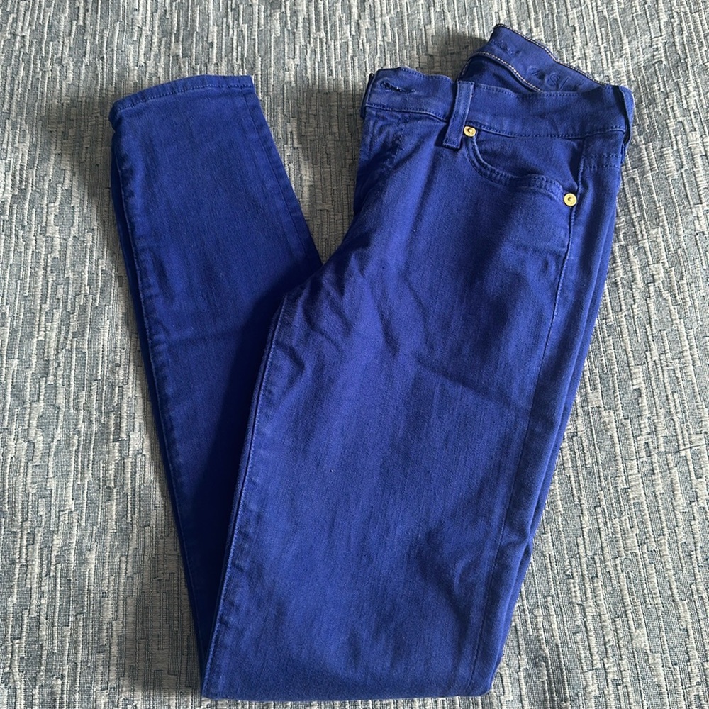7 for all mankind women’s size 25 mid rise The skinny royal blue denim jeans